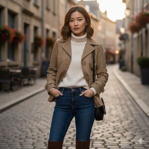 Vintage Bonjou Y2K Trench Coat Jacket Camel Faux Suede Women’s Button Size S